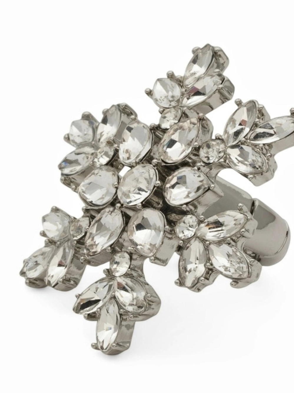 🩶▪️Betsey Johnson ▪️silver Snowflake Crystal Statement Stretch Ring